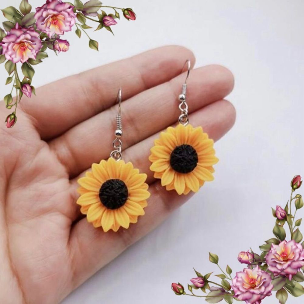 Sunflower‎ drop earrings fall autumn colors vibes